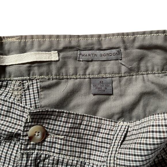 Martin Gordon 100% Cotton Green/Tan Plaid Short.  Waist 32 - Picture 2 of 5